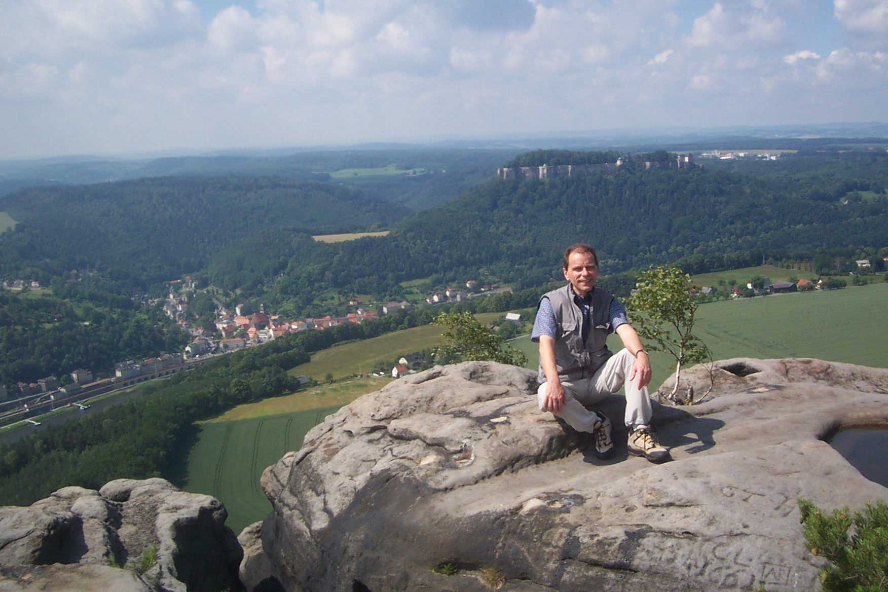 Blick vom Lilienstein zur Festung Königsstein